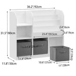 Gyerek könyvtartó állvány tárolódobozokkal - Fehér-antracit (92 x 30 x 80 cm)