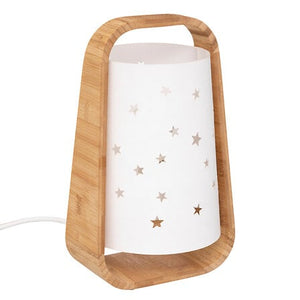 Csillagos asztali lámpa bambusz kerettel 28 cm