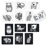 Fekete-fehér betű- és állatkártyák kisgyermekeknek