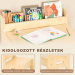 Gyerek íróasztal székkel – natúr fa, tárolóval (82,5 x 9,5 x 63,5 cm)