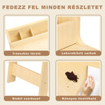 Gyerek íróasztal székkel – natúr fa, tárolóval (82,5 x 9,5 x 63,5 cm)