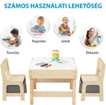 Asztal és szék szett- Natúr tárolóval