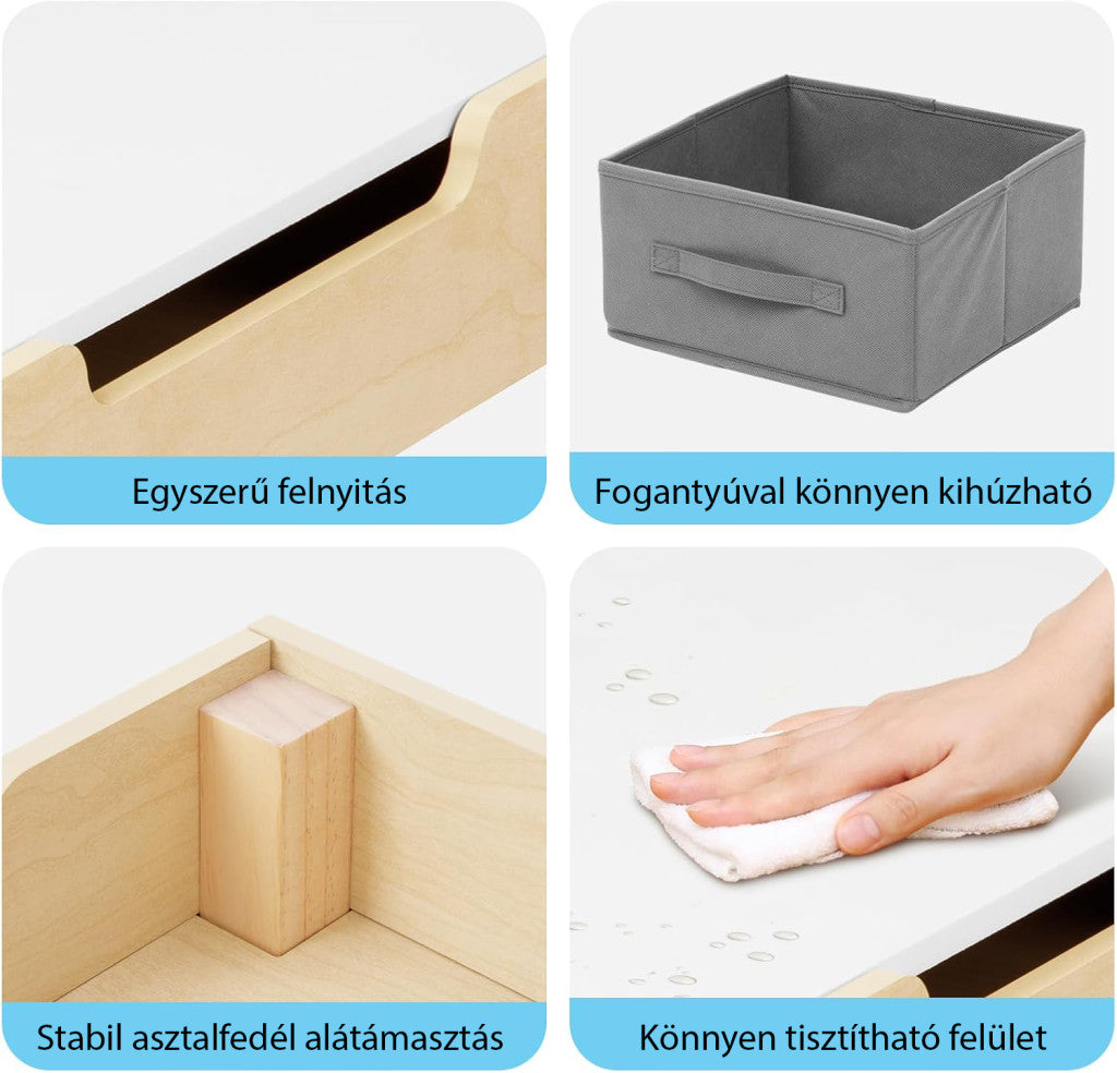 Asztal és szék szett- Natúr tárolóval