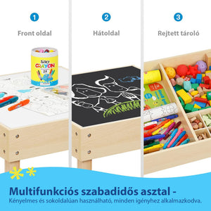 Asztal és szék szett- Natúr tárolóval
