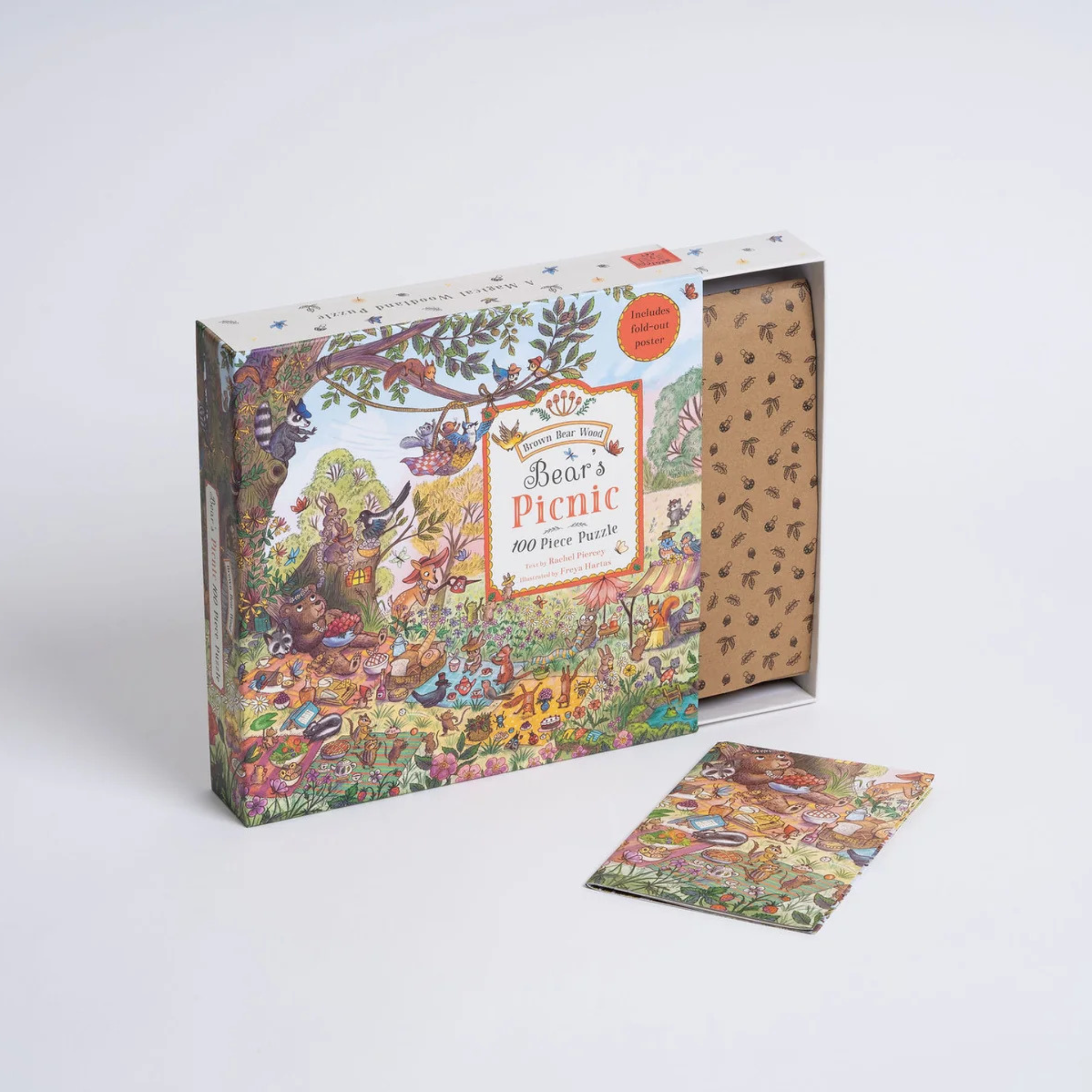 Vidám piknikező medvecsalád illusztráció puzzle formában