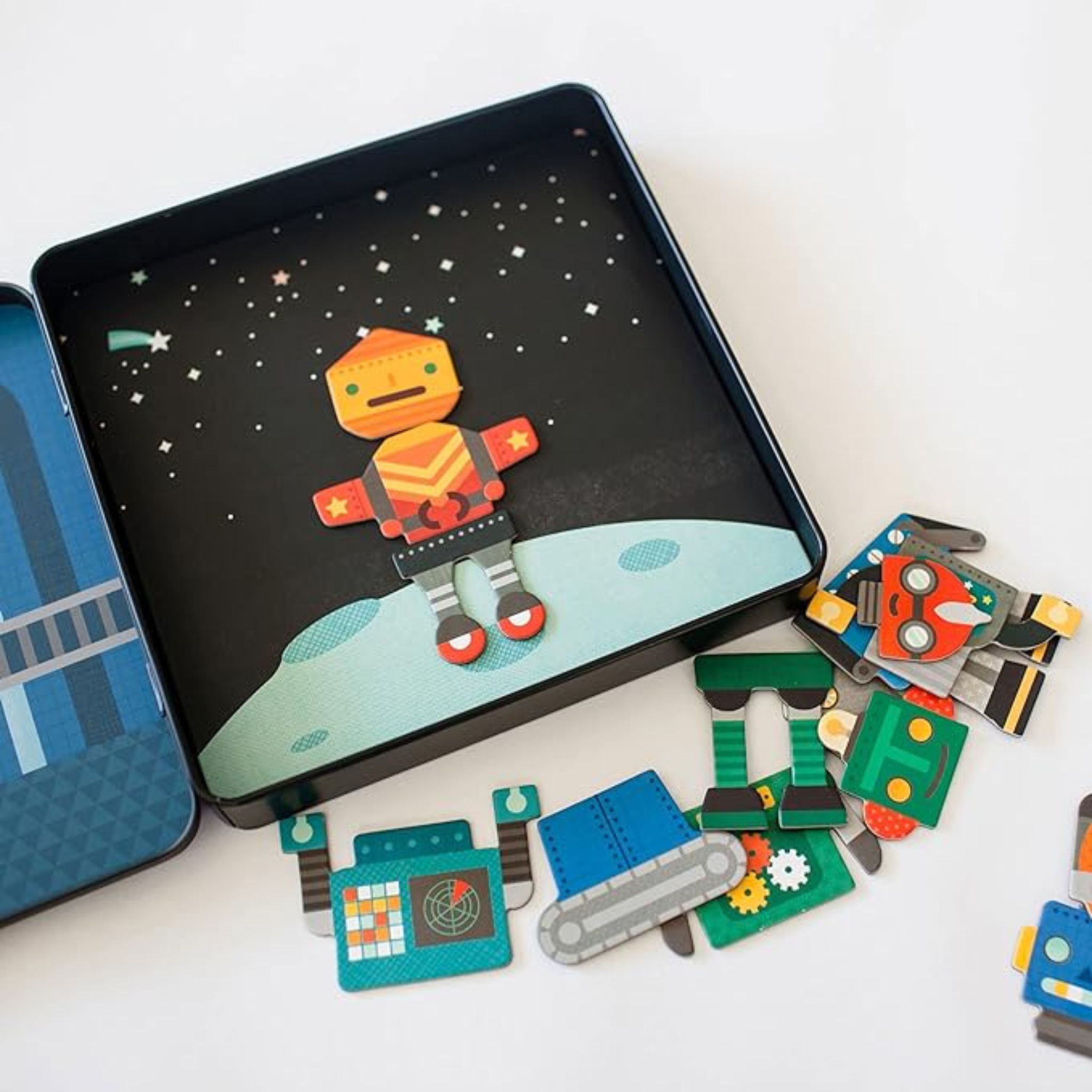 25 darabos mágneses robotépítő szett két háttérrel