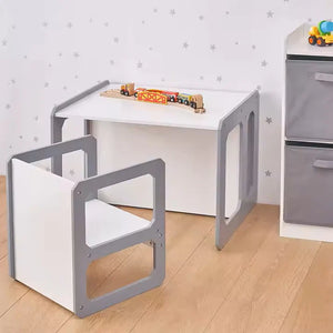 Montessori asztal és szék szett szürke-fehér