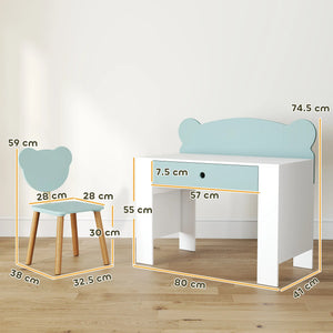 Zöld maci íróasztal szett (80 x 41 x 74,5 cm)